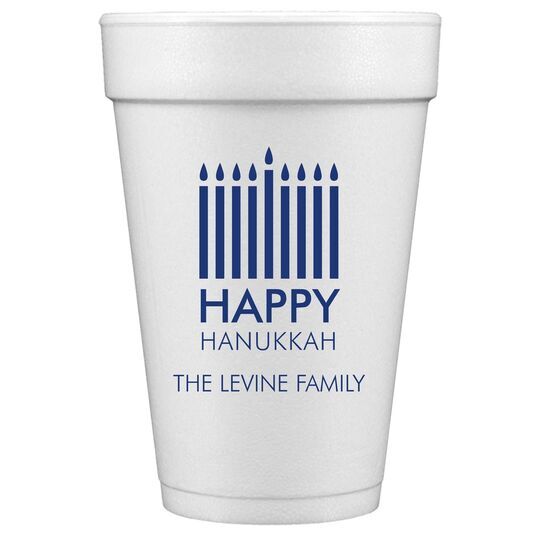 Modern Menorah Hanukkah Styrofoam Cups